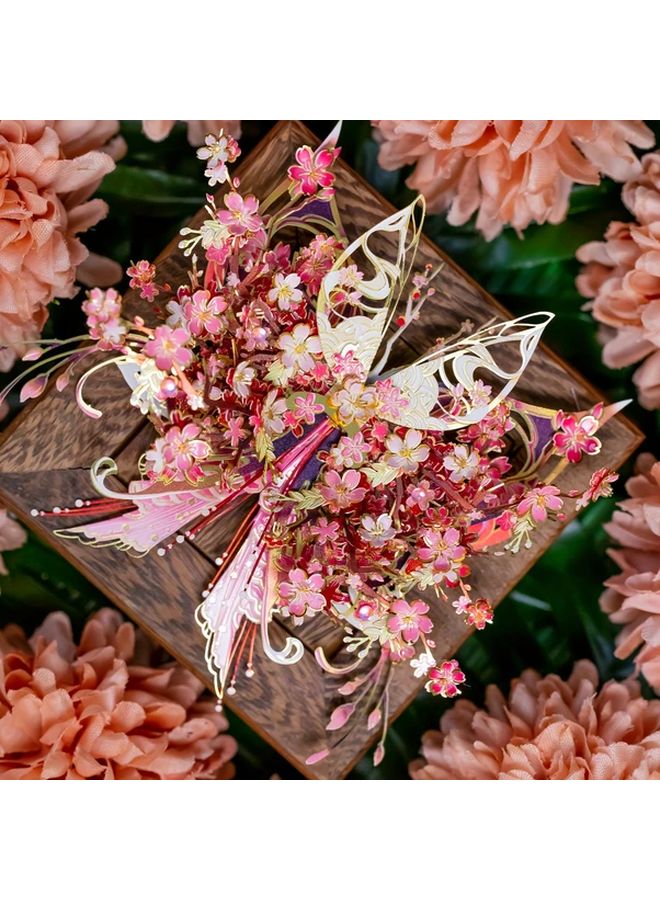 Yellow Butterfly Flower Metal Puzzle 3D Model DIY Assembling Toy Creative Gift - Image 2